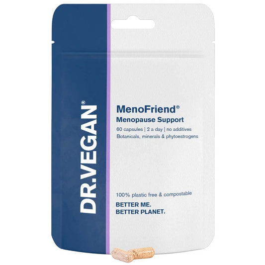 DR.VEGAN MenoFriend | Menopause Support, Relieves Common Symptoms | 60 Capsules | Two-A-Day | Botanicals, Vitamins & Minerals Including Wild Yam 500mg, Dandelion Root 200mg, Mung Bean 130mg