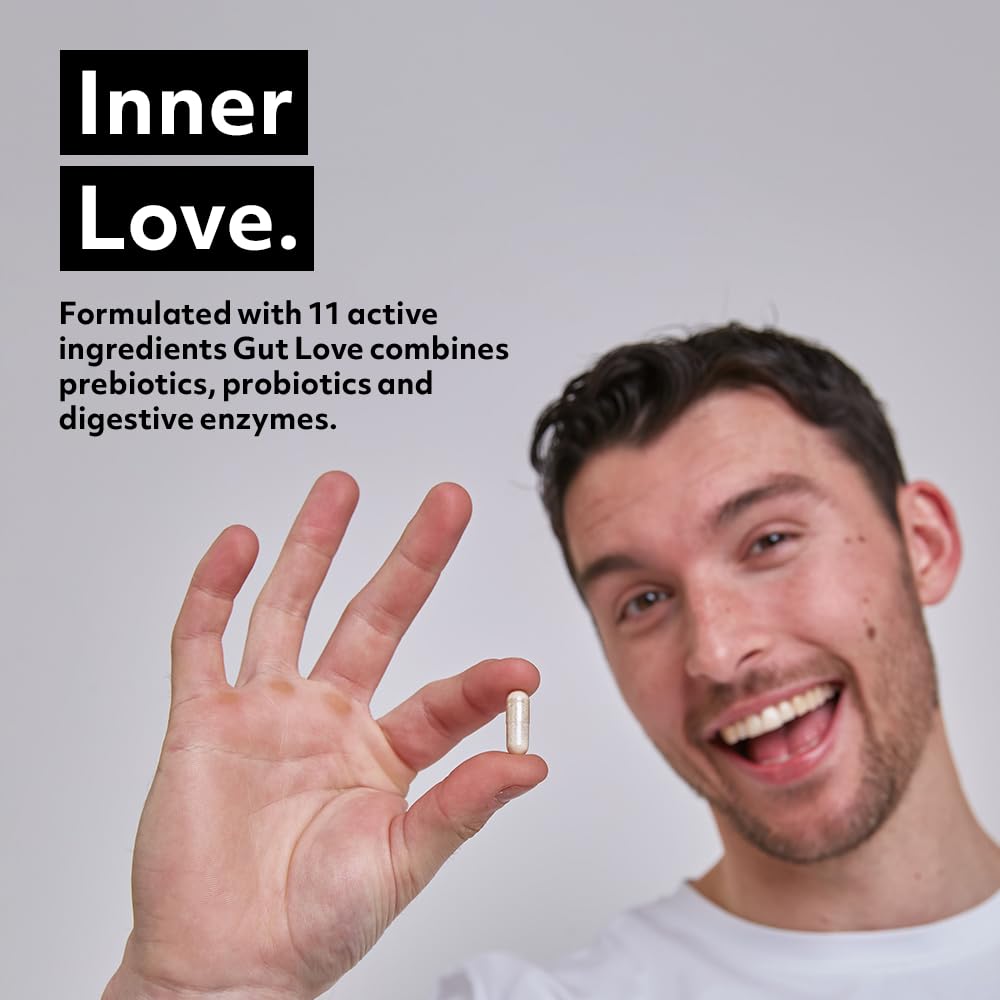 THE PROTEIN WORKS Gut Love, Science-Backed Blend of Prebiotics, Probiotics & Digestive Enzymes, 11 Active Ingredients, Added Ginger & Peppermint Extract, Supports Digestive Health, Vegan, 60 Capsules | Protein Works