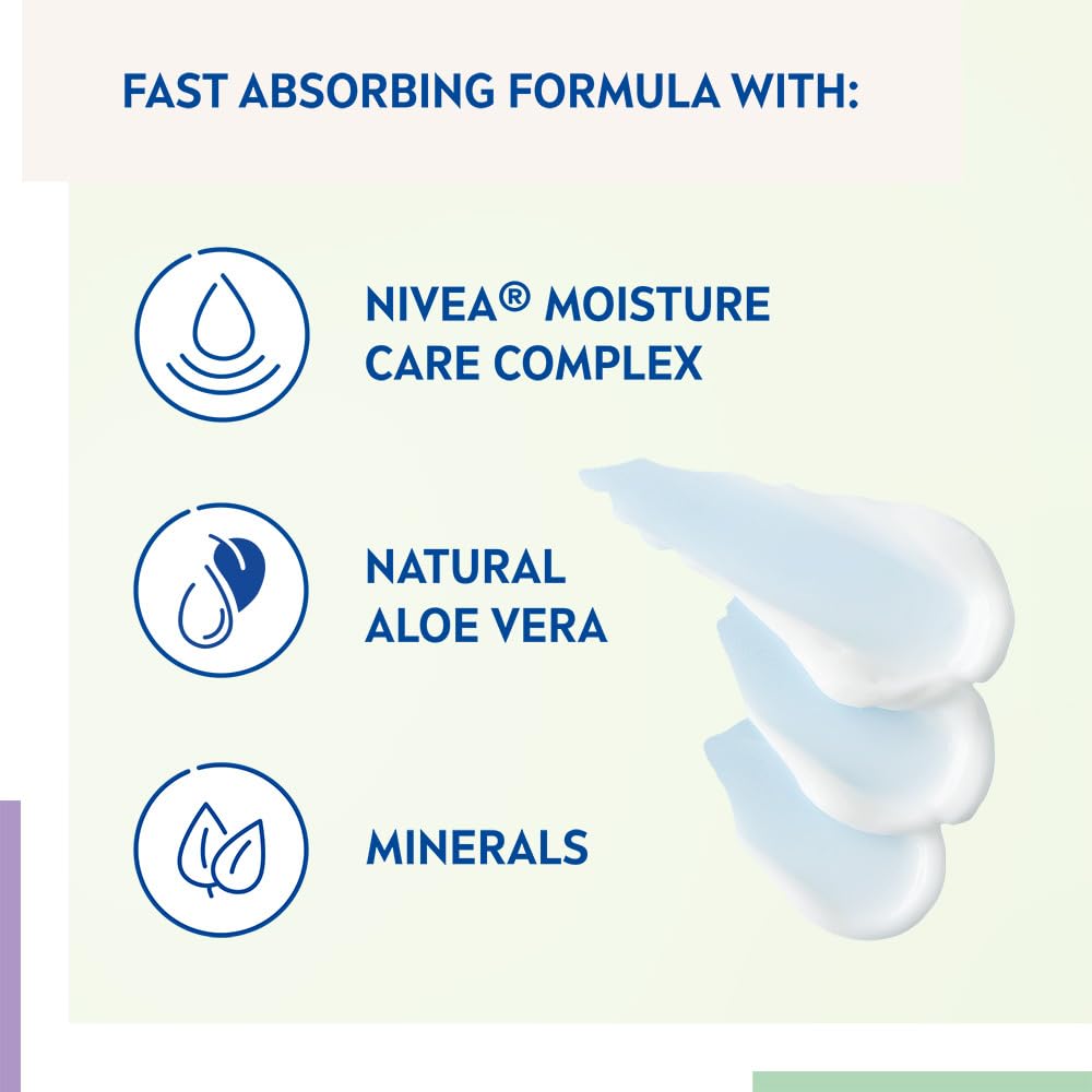 NIVEA Oil Free Moisturising Day Cream Pack of 3 (3 x 50 ml), Combination and Oily Skin Moisturiser, Mineral Infused Day Cream, Skin Care Essentials