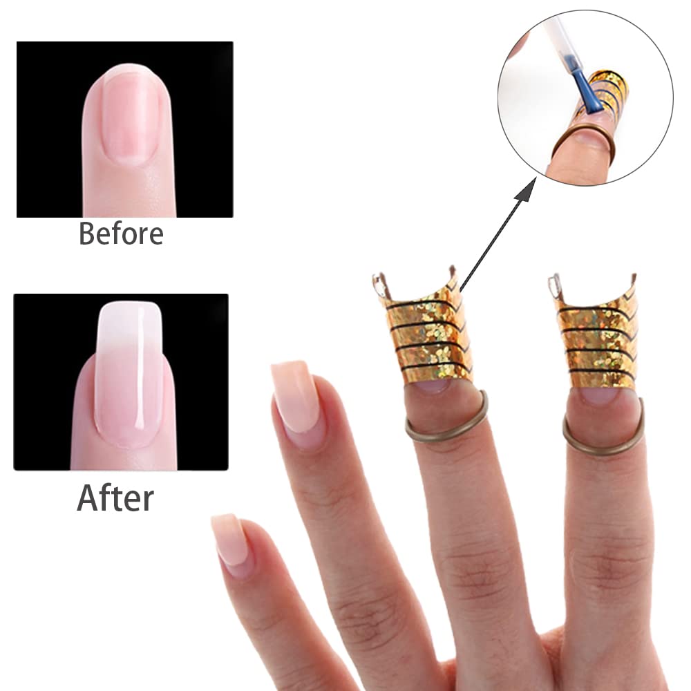 Roshevy 10 PCS Nail Forms Aluminum Nail Art Forms Tips Reusable Nail Extension Guide Protector Nail Accessories Manicure Tool for Acrylic UV Gel French Nail Art Salon Home Use