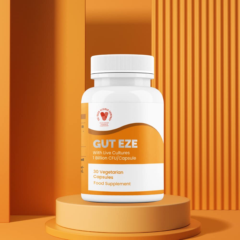 Gut Eze: 30 Capsules - Vegetarian Gut Health Microbiome Based Probiotic Dietary Supplement by Good Vitamin Company