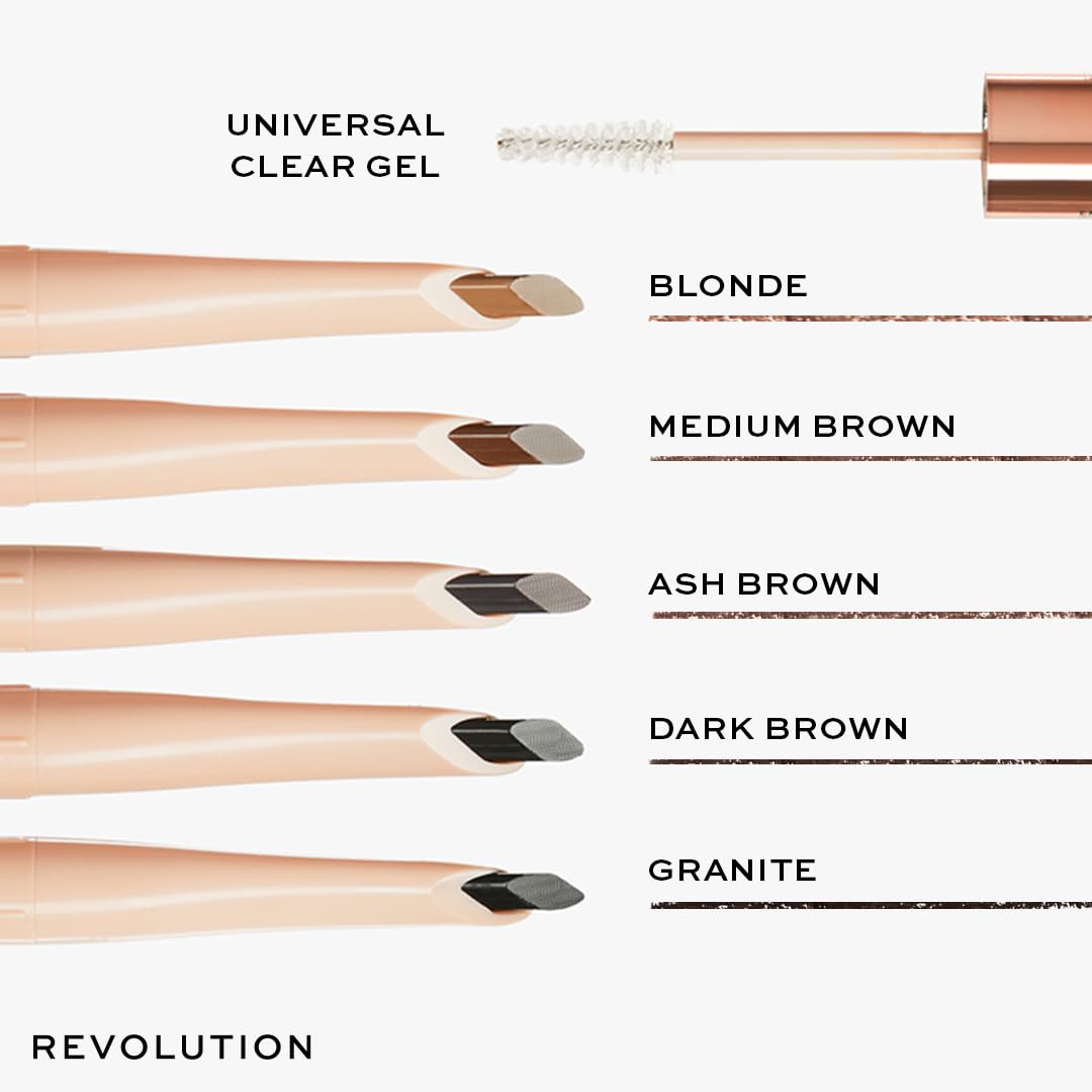 Revolution Beauty London Makeup Revolution, Fluffy Brow Filter Duo, Brow Pencil & Eyebrow Gel, Available in 5 Shades, Dark Brown, 1pc