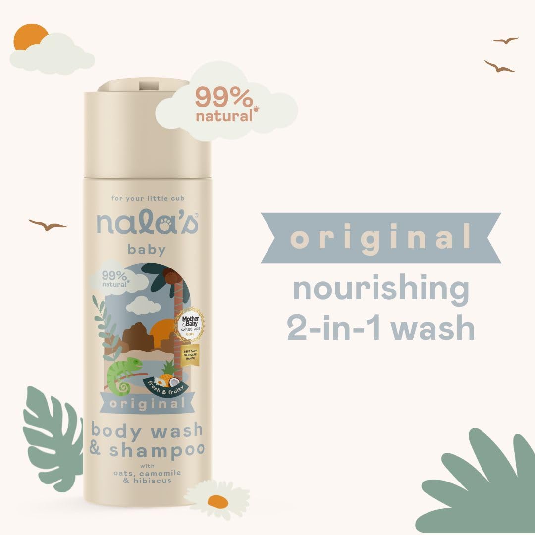 Nala's Baby Original Body Wash & Shampoo | Award-winning | 99% Natural | Dermatologically-tested and Paediatrician-approved | Tear-Free | Nourishing Oat and Shea Butter | Vegan | 200ml | Nalas Baby