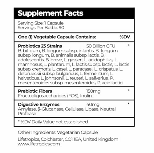 Lifetropics Good Gut | Prebiotics, Probiotics and Digestive Enzymes for Digestion and Complete Gut Repair | 90 Vegetable Capsules | 3 Months Supply