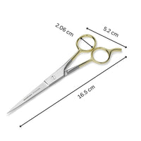Manicare Hairdressing Scissors, Professional Japanese Stainless Steel, Barber Hair Scissor, Cutting Shears, For At Home Or Salon, Gold Plated Handles With Finger Rest, Use For Trimming Wet Or Dry Hair