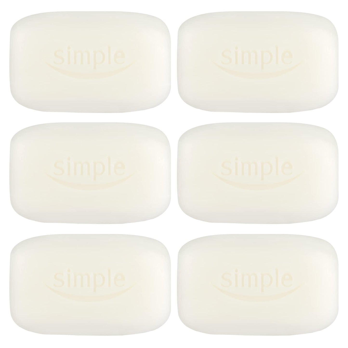 PBW INTERNATIONAL Simple Pure Soap Bars For Sensitive Skin Pack of 6 (6 x 100g) - 3 x Twin Packs