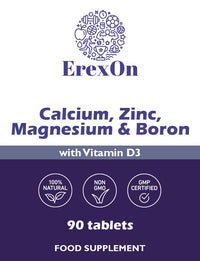 ErexOn Calcium, Zinc, Magnesium, Boron & D3 Tablets 90 Tablets - Good for Bones, Nails, Hair and Joints