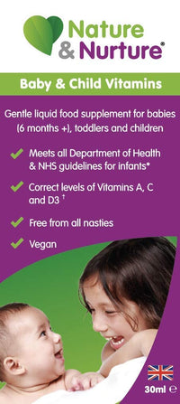 Award Winning Nature & Nurture Baby & Child Vitamins. The Vegan-Friendly Gentle Liquid multivitamin Drops for Babies, Toddlers and Children. Made in The UK. 60 Doses.