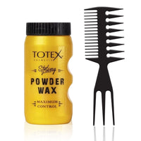 Totex Hair Styling Matte Powder Wax 20g + Wide Tooth Hair Styling Comb No2 Black | Volumizing Texturising Dust Powder | Strong Hold | Matte Finish | For Men & Women Hair & Beard Styling