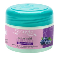 Sulayla Beauty Blueberry Edge Control Extra Hold, 150 grams, for Sleek Smooth Styles, with Jojoba Oil, Ginger Extract, Castor Oil, Biotin, Coconut Oil & Honey Extract
