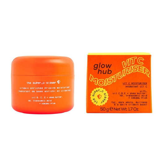 Glow Hub The Super C Slayer Vitamin Enriched Priming Moisturiser with Vitamin C and Tranexamic Acid for Anti-Pigmentation and Dull to Blemish Prone Skin 50g