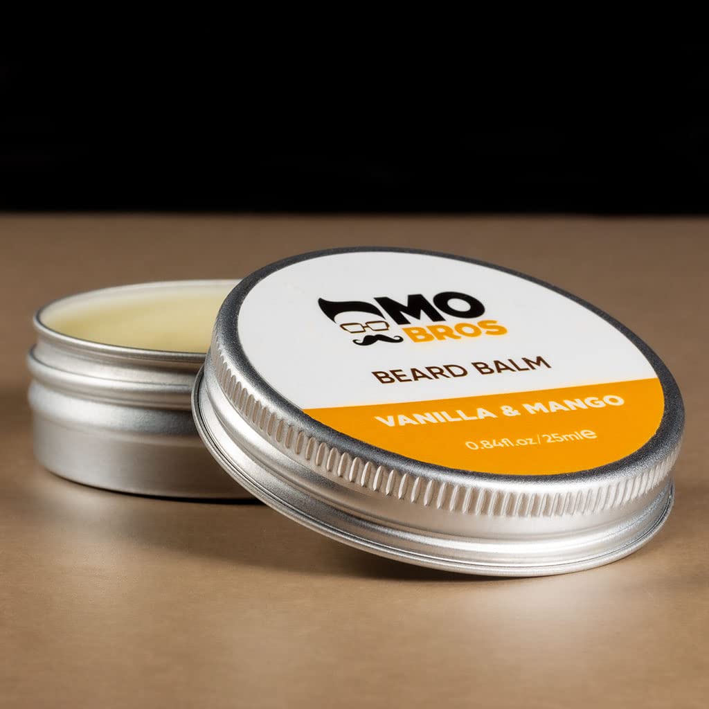 MO BRO'S Beard Balm | Vanilla & Mango | 25ml | Softens, Styles & Tames Facial Hair | Promotes Growth, Adds Shine, Reduces Dryness & Itching | Contains Natural & Premium Ingredients