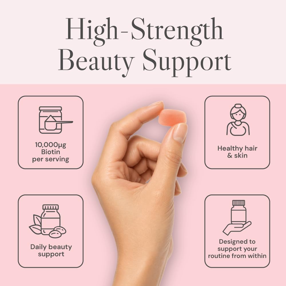 Known High-Strength Biotin Gummies - 10,000µg Biotin - Supports Healthy Hair & Skin - Natural Watermelon Flavour - 60 Vegan Gummies, 1 Month Supply