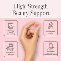 Known High-Strength Biotin Gummies - 10,000µg Biotin - Supports Healthy Hair & Skin - Natural Watermelon Flavour - 60 Vegan Gummies, 1 Month Supply