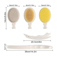 Hsthe Sea 3 in 1 Back Scrubber for Shower, Back Lotion Applicator with Long Handle and 3 Interchangeable Heads, for Improving Blood Circulation, Cellulite Massage