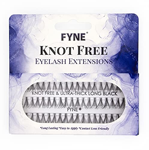 FYNE - KNOT FREE Individual Eyelashes - 240 Pcs, 12mm Long Ultra Thick, Single Pack | Individual lashes, Eyelash Extensions, Natural Look | Volume Cluster Lashes | Premium False Lash Cluster