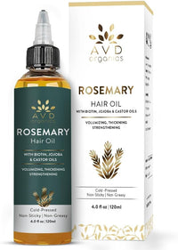 AVD ORGANICS AVD Organics Rosemary Hair Oil with Biotin – Strengthening, Nourishing, and Volumizing | Infused with Jojoba & Castor Oil | Non-GMO, 120ml