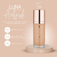LUNA BY LISA JORDAN LUNA 3 in 1 Airbrush Primer Makeup, Highlighter and Skin Tint - Weightless and Breathable Illuminating Primer - Fine Line & Pore Minimizer - Tan Shade