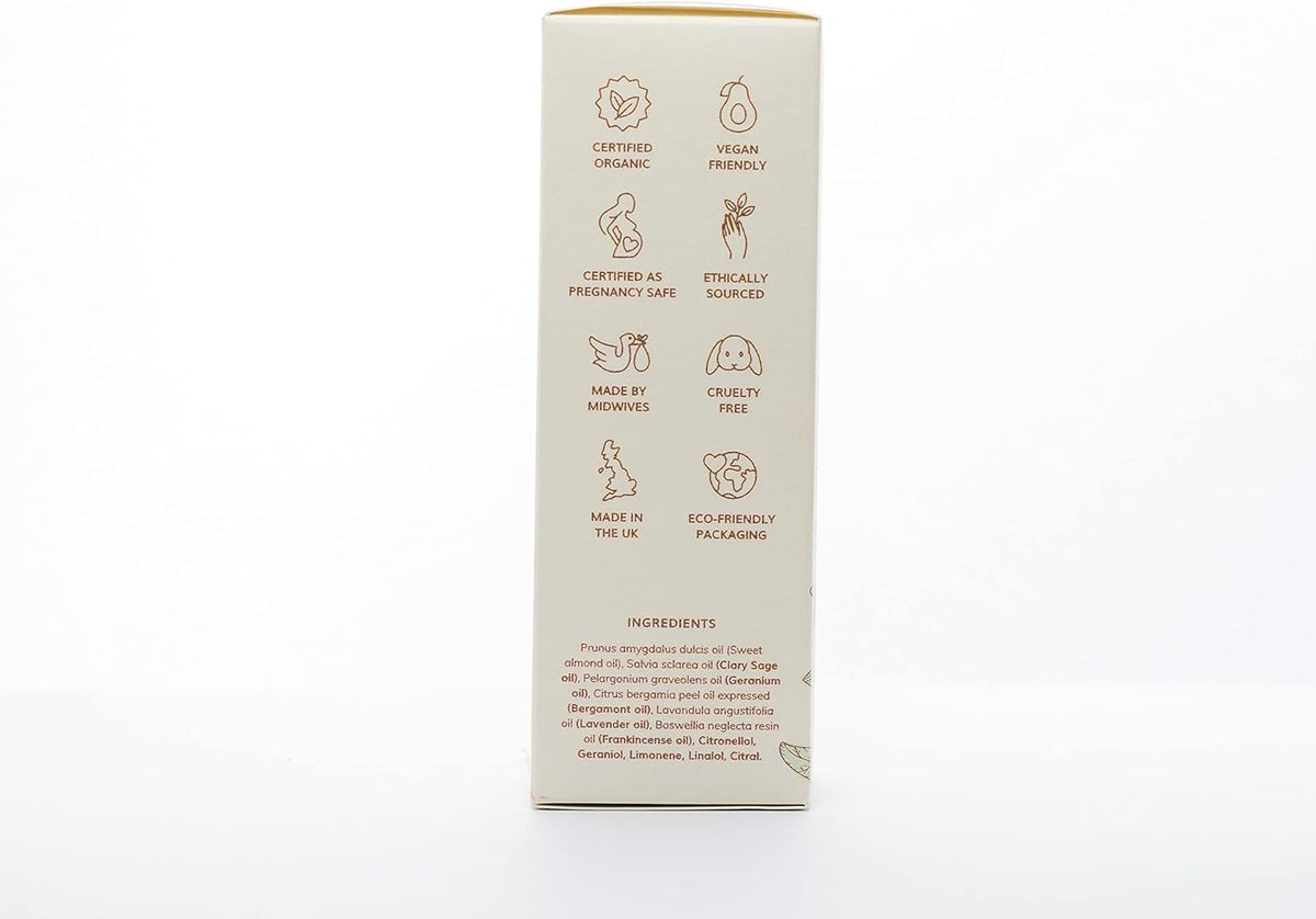 Mummy’s Organics Organic Labour Massage Oil | Clary Sage & Frankincense | Award-Winning | Made by Midwives | Promotes Natural Pain Relief & Relaxation | Essential Pregnancy & Labour Kit | 50ml | Mummy's Organics