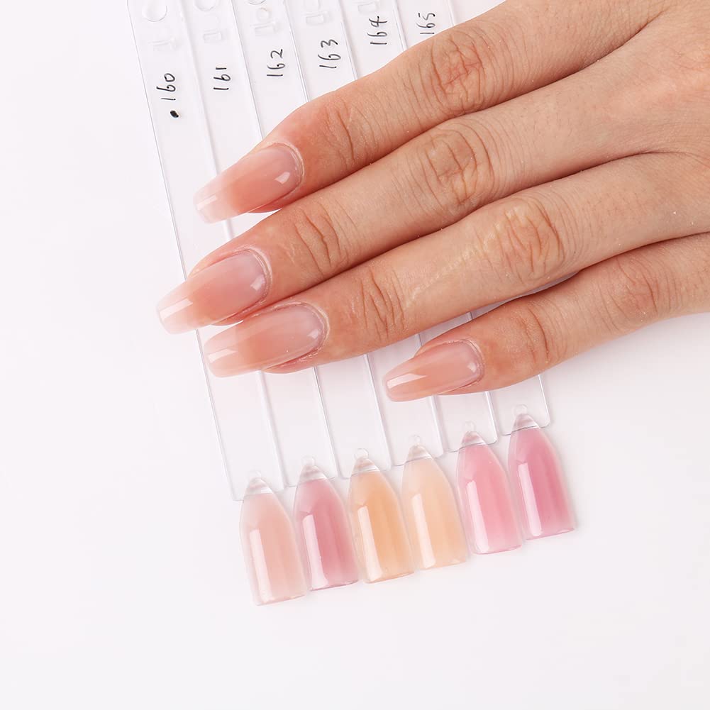 AIMEILI 8 in 1 Builder Base Sheer Color Gel Set, No Need Slip Solution Builder Extension, Soak Off UV LED Nude Gel Polish Multicolour Of 6pcs X 10ml - Gift Kit 38