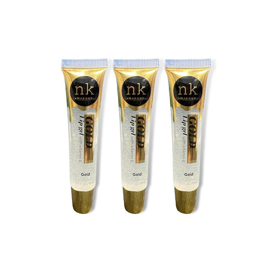 Nicka K NK lip gloss gel 15ml Vitamin E, Shiny, Nourishes, Lip gel (Gold, Pack Of 3)