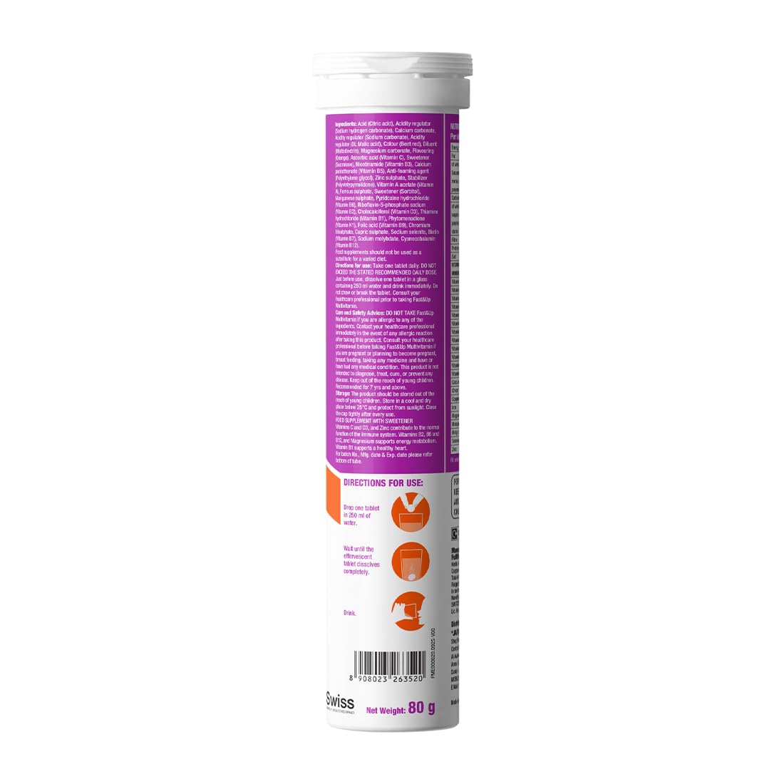 FAST&UP Fast&Up Multivitamin – Complete Multivitamin Supplement – All Day Energy – 20 Effervescent Tablets – Supports Immune System – Orange
