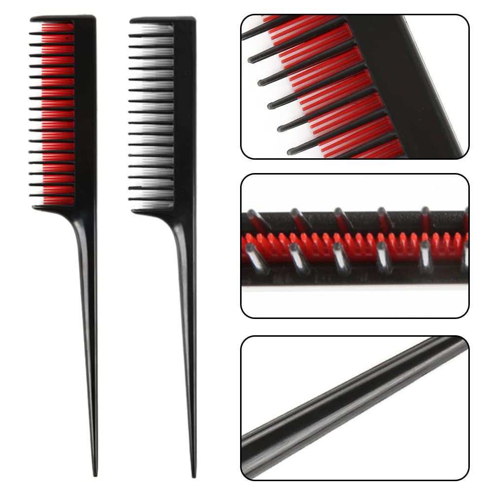 DAJUXIN 3 Pcs Hairdressing Back Combing Triple Teasing Comb Hairdressing Back Combing Tail Comb Hairdressing Combs for Back Brushing Combing Slicking Hair