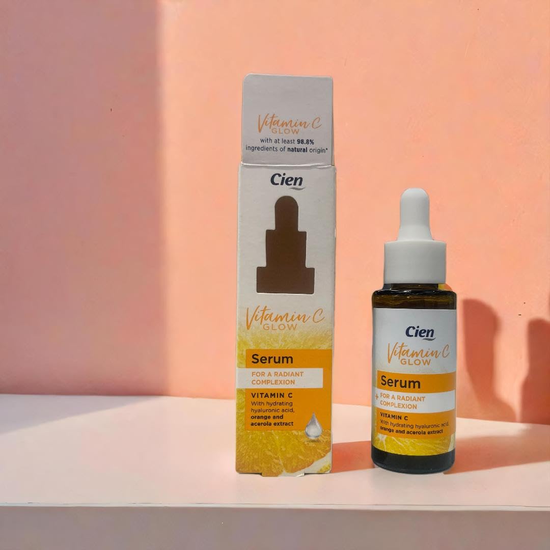 ark future Cien Vitamin C Glow Serum - 98.8% Natural Ingredients, Hydrating with Hyaluronic Acid, Orange & Acerola Extract for Radiant Complexion