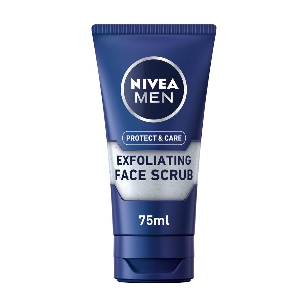 NIVEA MEN Protect & Care Exfoliating Face Scrub (75ml), Invigorating Men's Face Cleanser with Aloe Vera, Face Wash