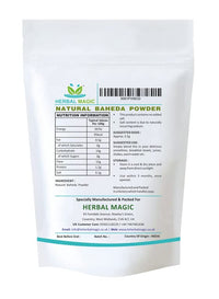 Herbal Magic's Pure & Natural Baheda Powder/Bibhitaki Fruit Powder - Super Smoothies, Shakes, soups - Premium Quality Powder - Free from Fillers & Preservatives - 100g