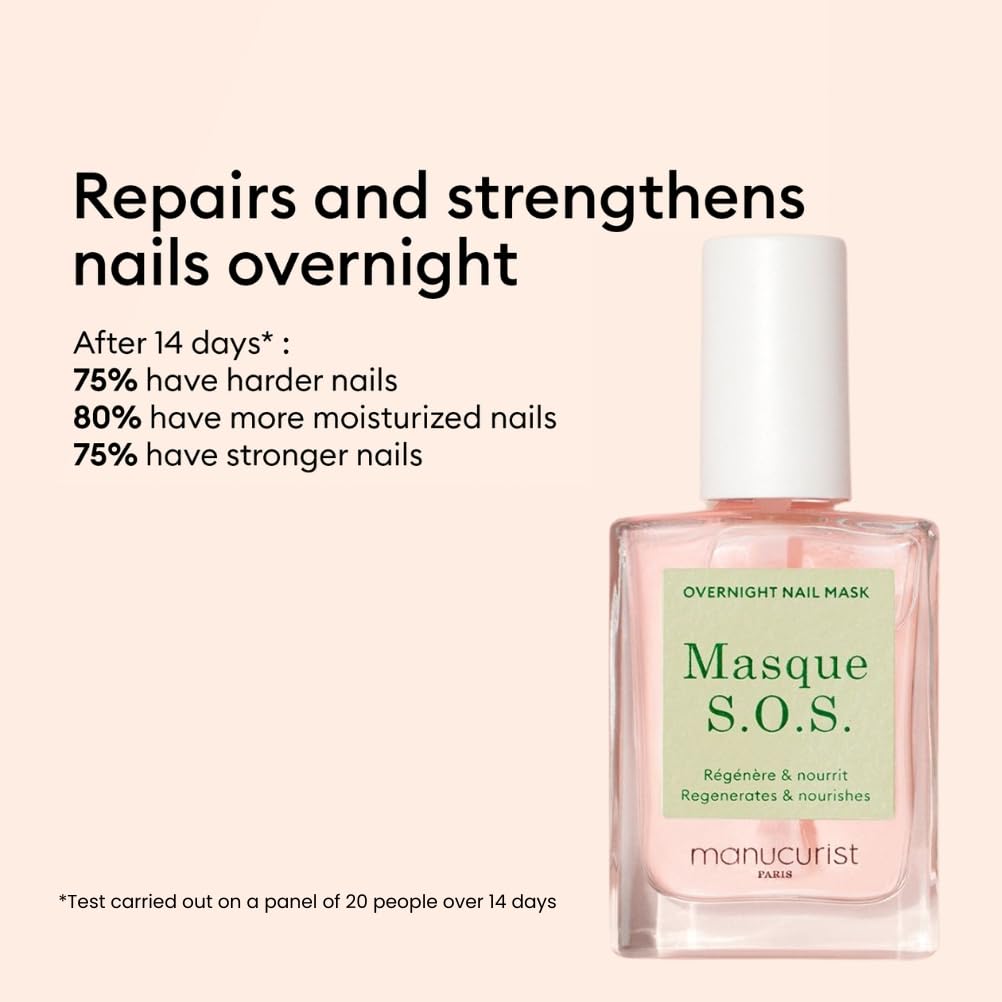 Manucurist Rescue Kit - Nail Care Kit - Nail Repair for Damaged Nails : 1 Strengthening Base Coat, 1 Night Mask for Nails, 1 Nail Cuticle Oil - Nail Strengthener For Damaged Nails - Nail Growth