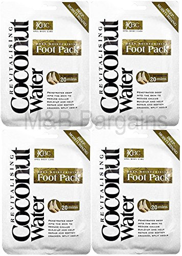 XHC 4 x Treatment Deep Moisturising Revitalising Coconut Water Foot Pack