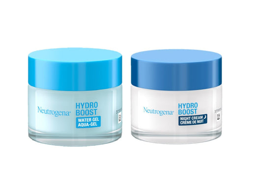 Neutrogena Hydro Boost Day and Night Hydration Regime Set for Dry Skin, Water Gel Moisturiser and Sleeping Cream, Purified With Hyaluronic Acid, Developed with Dermatologists, 25 ml (Pack of 2)