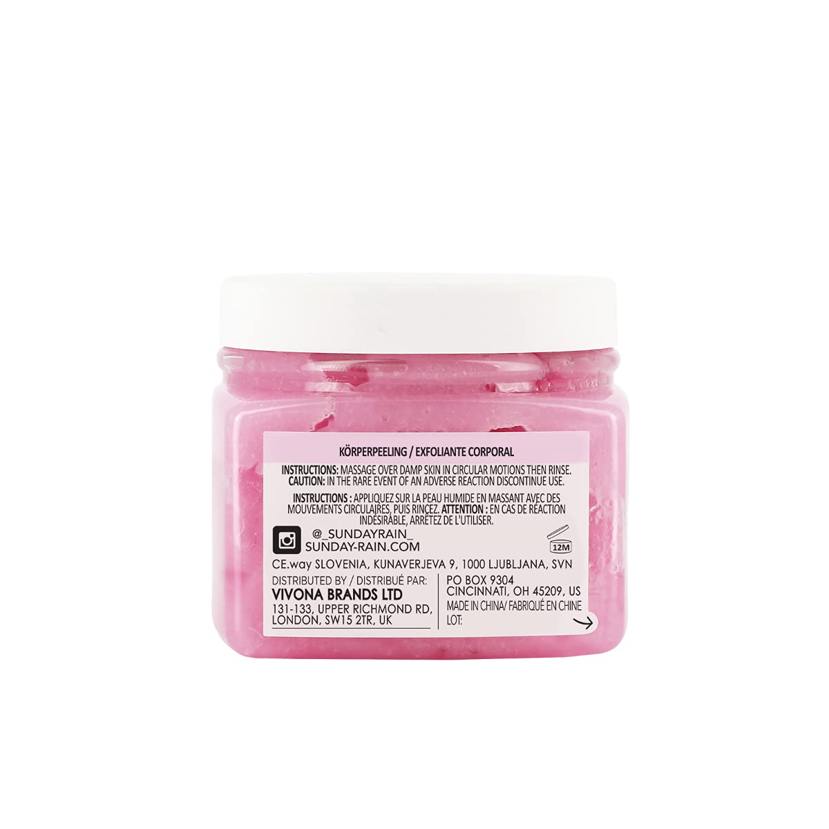 Sunday Rain Scrub Away Brightening Body Scrub for Extra Smooth & Soft Skin, Vegan & Cruelty-Free with Vitamin Rich Acai Berry Extract, 265g