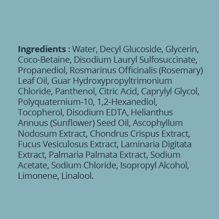 SEAWEED ORGANICS - Seaweed Shampoo, Organic Scottish seaweeds, Rosemary, Vitamin E, No SLS or Parabens, Suitable for Vegans, Submit Cosmetic Product Notification in the UK, 250ml, DIANA DRUMMOND