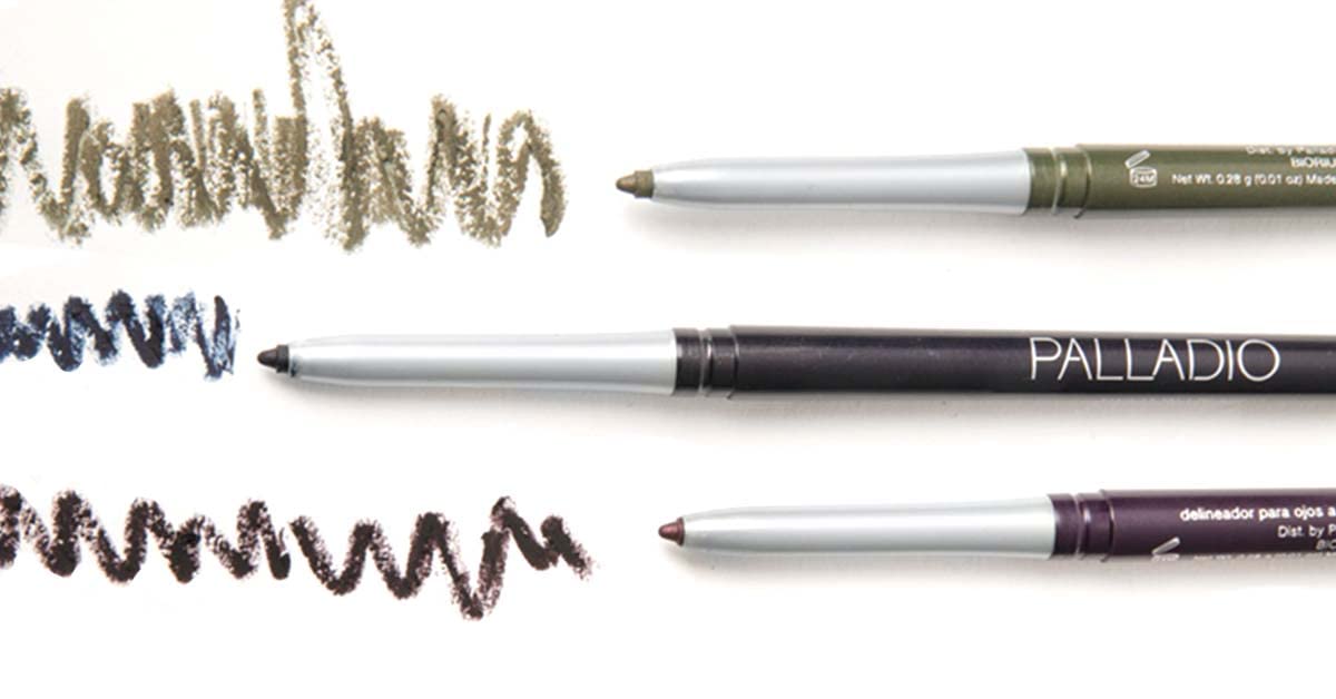 Palladio Retractable Waterproof Eyeliner, Richly Pigmented Color and Creamy, Slip Twist Up Pencil Eye Liner, Smudge Proof Long Lasting Application, All Day Wear, No Sharpener Required, Pure Black