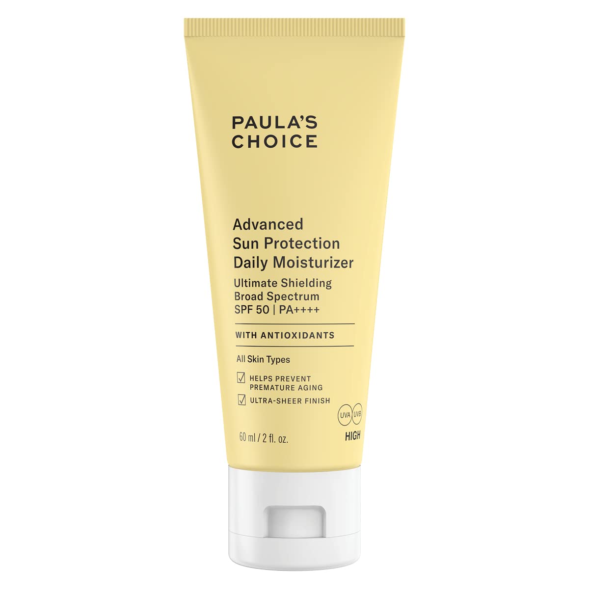 PAULA'S CHOICE Paula's Choice Advanced Sun Protection Daily Moisturiser SPF 50 | PA++++ | SPF 50 Face Moisturizer | No White Cast Sunscreen | Dewy & Healthy Glow | with Antioxidants | Normal to Dry Skin | 60 ml