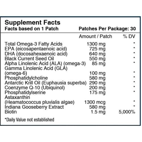 Patch Aid Omega 3-30 Daily Topical Patches. 100% Natural & Vegan. Allergy & Filler Free. High Absorption and More bioavailable. Suitable for Sensitive stomachs & bariatric.