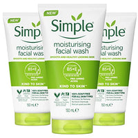 Simple Kind to Skin Moisturising Facial Wash, 100% Soap Free, Sensitive Skin, 150ml - Pack of 3