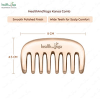 HEALTHANDYOGA HealthAndYoga Kansa Comb - Ayurvedic Healing Bronze Metal Hair Care Accessory - Detox Head Massage - Smoothens, Clears Dandruff, Tones Scalp, Revitalises Roots,Boosts Regrowth, Relaxes
