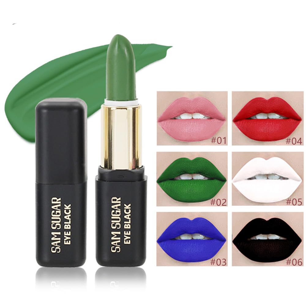 ZDHSOY Green Matte Lipstick for Halloween Gothic Cosplay Makeup, Non-Stick Cup Velvet Waterproof and Long Lasting Lip Gloss Matte Lipstick (Green 02)