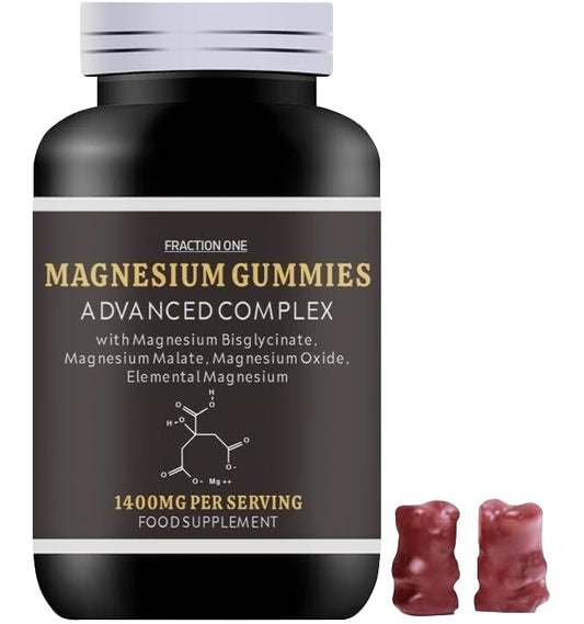 Fraction One Magnesium Gummies - 120 Gummies - 60 Servings - 2600MG PER Serving - Magnesium Citrate 1400mg - Magnesium Glycinate 250mg - Magnesium Malate 200mg - Magnesium Oxide 150mg - Elemental Mg 605.5 mg