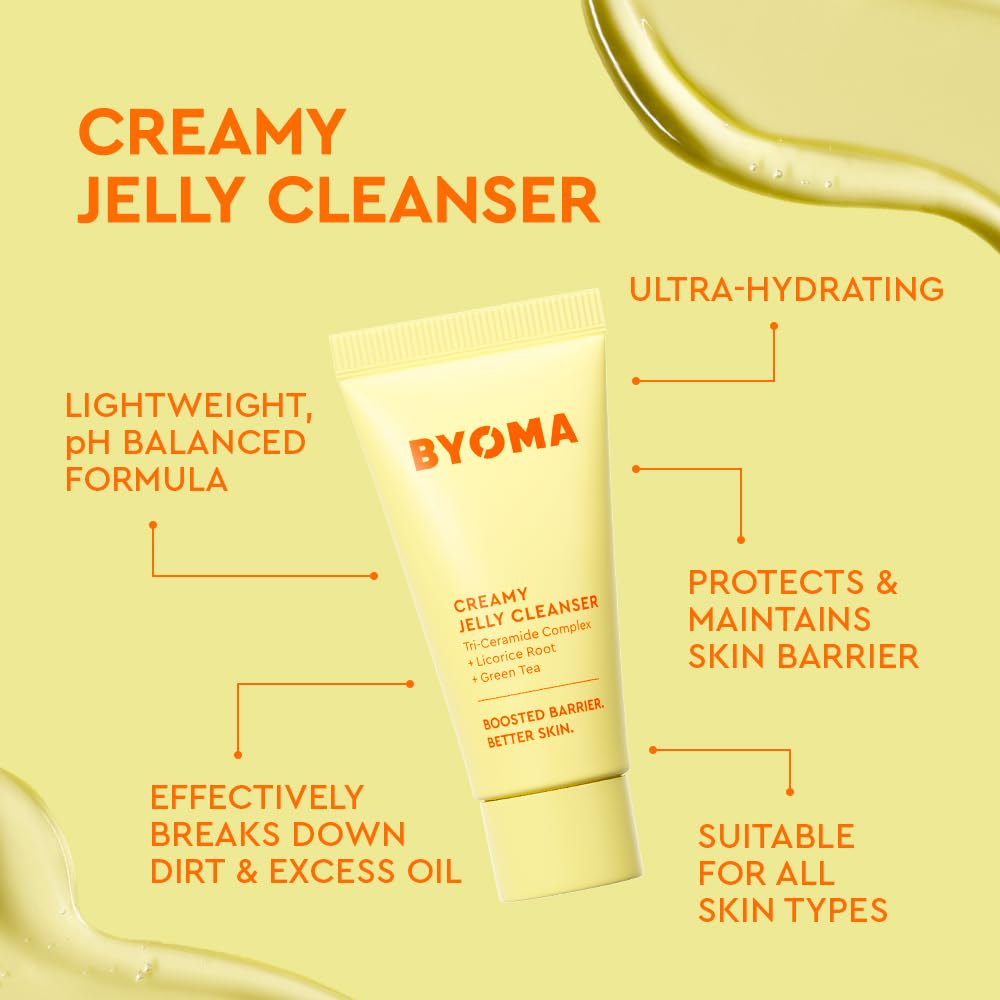 BYOMA So Hydrated Travel Size Gift Set - Barrier Repair Skincare Minis (30ml, 15ml, 15ml) Creamy Jelly Cleanser, Hydrating Face Serum & Ceramide Face Moisturizer for Dry Skin | Holiday Essentials