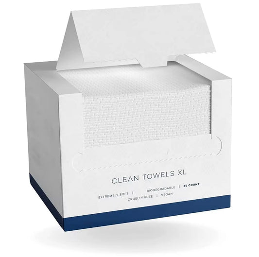 Clean Skin XL Face Towels, 50 Count, Biodegradable, Dual-Textured, Vegan, 25 * 30cm