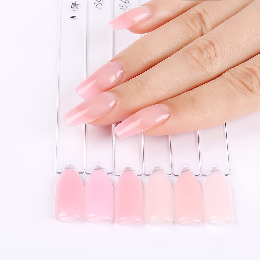 AIMEILI 8 in 1 Builder Base Sheer Color Gel Set, Nude Pink No Need Slip Solution Builder Extension, Soak Off UV LED Gel Polish Multicolour Of 6pcs X 10ml - Gift Kit 37