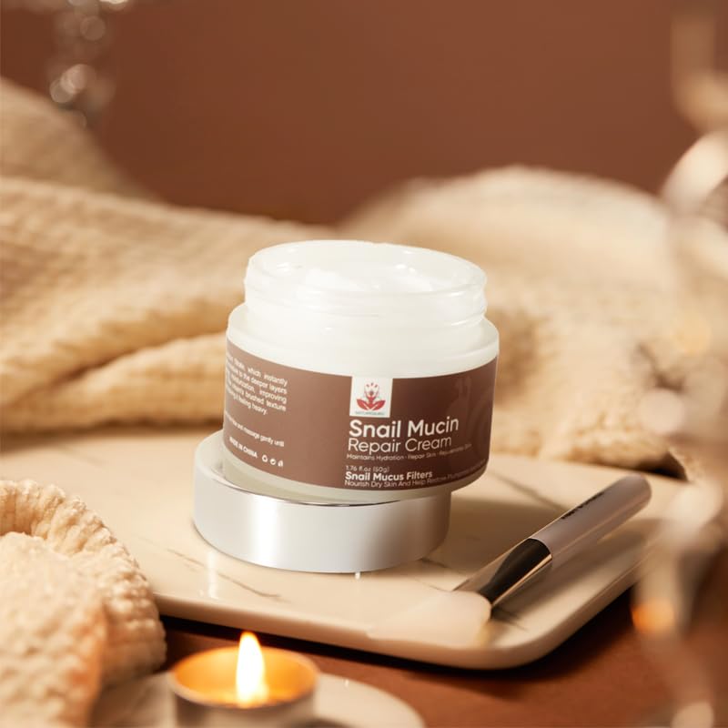 NATUREGURU Snail Mucin Repair Cream Moisturizer Daily Face Moisturizer Hydrating Repair Face Gel Cream for Dry & Sensitive Skin, All Skin Types 50g / 1.76oz