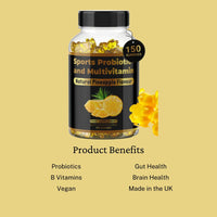 Beast and Bulk Nutrition Don't compete, Dominate Sports MultiVitamin Gummies | Probiotic + | Pineapple Flavour | 7 Essential Vitamins & Probiotics | Support a Healthy Living | Support Brain and Immune Function | 150 Gummies | 2 Months Supply