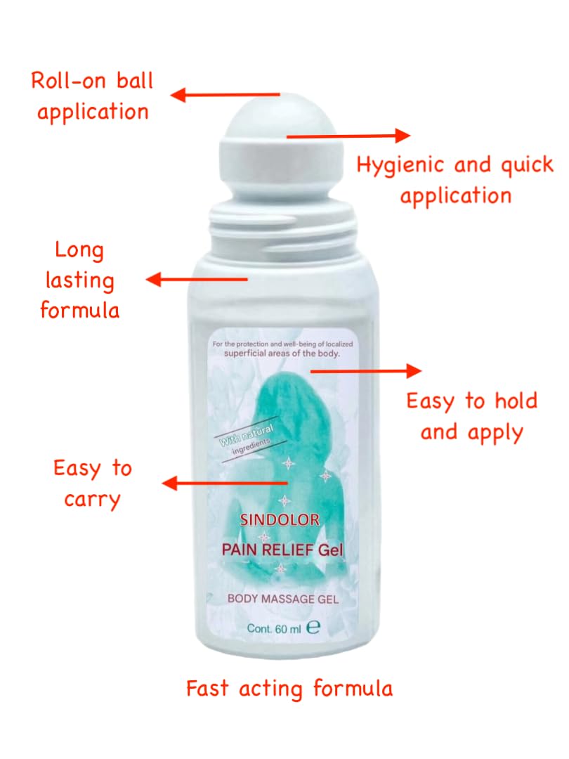 DEX HOME Genuine Sindolor Plant Based Aloe Vera Roll-on Gel with Natural Herbal Ingredients, Fast Acting for Muscle, Joint, & Back Pain Soothing, Cruelty Free 60ml from Dex Home Spain