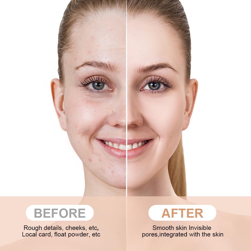 LOPHE Mushroom Head Air Cushion CC Cream, Moisturizing & Oil Control Foundation Cover Concealer, Long Lasting Air Cushion CC Cream with Mushroom Makeup Sponge, Liquid Foundation CC Cream for Women Makeup