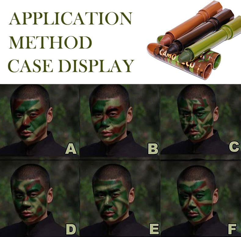 NoraGlaze 3-Piece Camouflage Face Paint Stick Set - Waterproof, Sweat-Resistant Green, Brown, Black Makeup for Hunting, Military Training, Outdoor Survival, Tactical Activities & Airsoft
